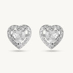 Elegant Heart-Shaped 925 Sterling Silver Stud Earrings