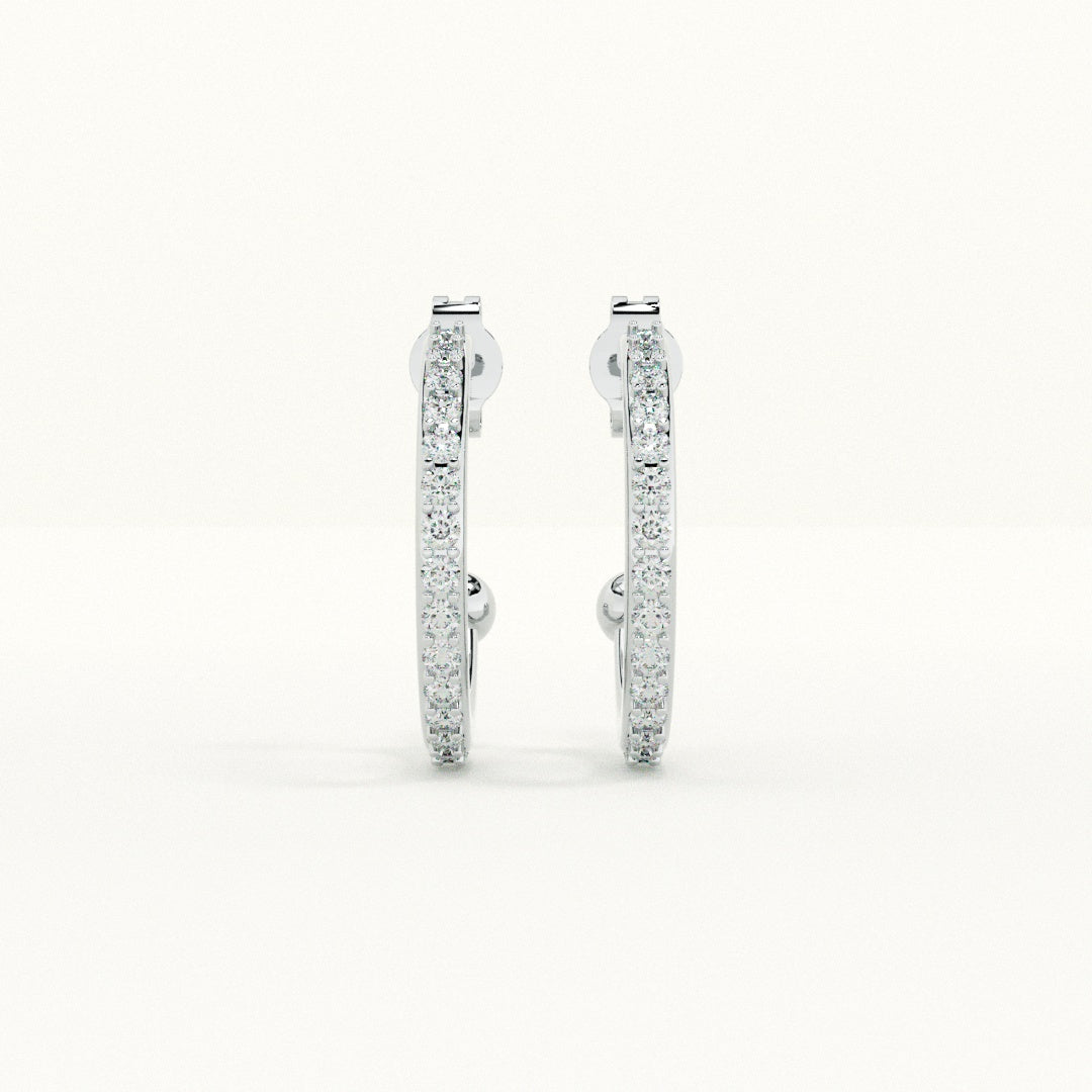 Pave CZ 925 Sterling Silver Hoop Earrings