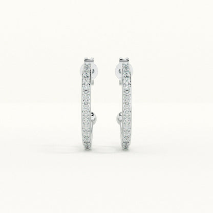 Pave CZ 925 Sterling Silver Hoop Earrings