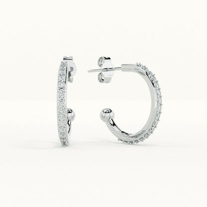 Pave CZ 925 Sterling Silver Hoop Earrings