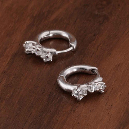Mini Cluster 925 Sterling Silver Earrings