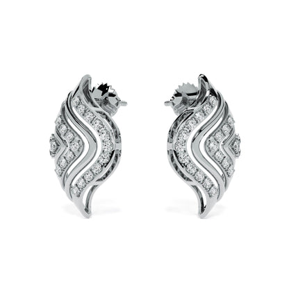 Wavy Chevron 9KT Gold Lab Grown Diamond Earrings
