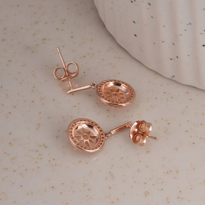 Starburst 925 Sterling Silver Rose Gold Drop Earrings