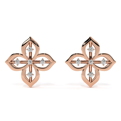 Floral Glow 9KT Gold Lab Grown Diamond Stud Earring