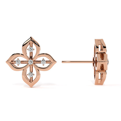 Floral Glow 9KT Gold Lab Grown Diamond Stud Earring