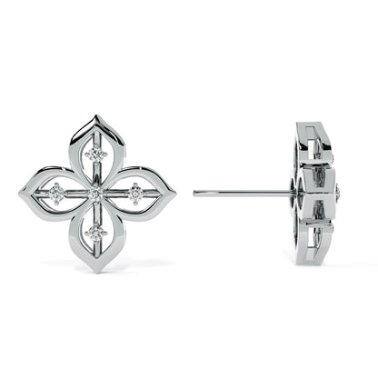 Floral Glow 9KT Gold Lab Grown Diamond Stud Earring