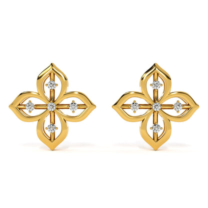 Floral Glow 9KT Gold Lab Grown Diamond Stud Earring