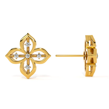 Floral Glow 9KT Gold Lab Grown Diamond Stud Earring