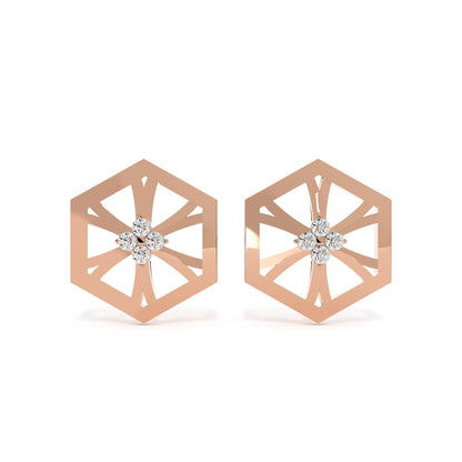 Hexa Star 9KT Gold Lab Grown Diamond Stud Earring