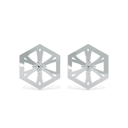 Hexa Star 9KT Gold Lab Grown Diamond Stud Earring