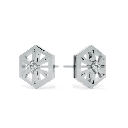 Hexa Star 9KT Gold Lab Grown Diamond Stud Earring