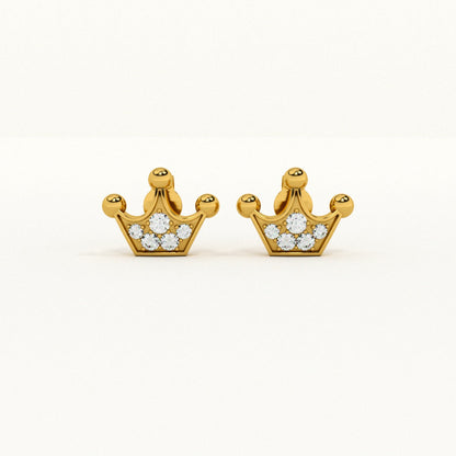 Royal Crown 9KT Gold Lab Grown Diamond Stud Earring