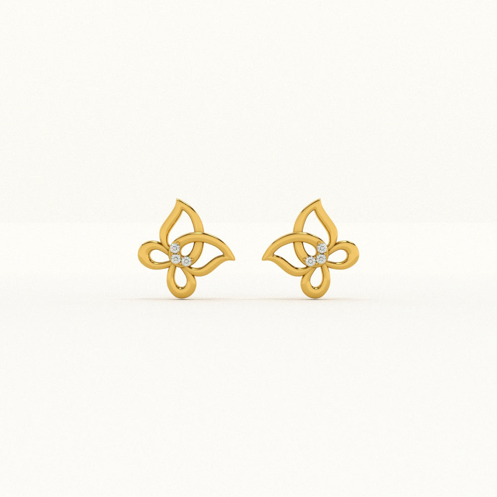 Floral Whimsy 9KT Gold Lab Grown Diamond Stud Earring