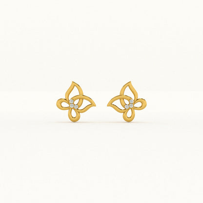 Floral Whimsy 9KT Gold Lab Grown Diamond Stud Earring