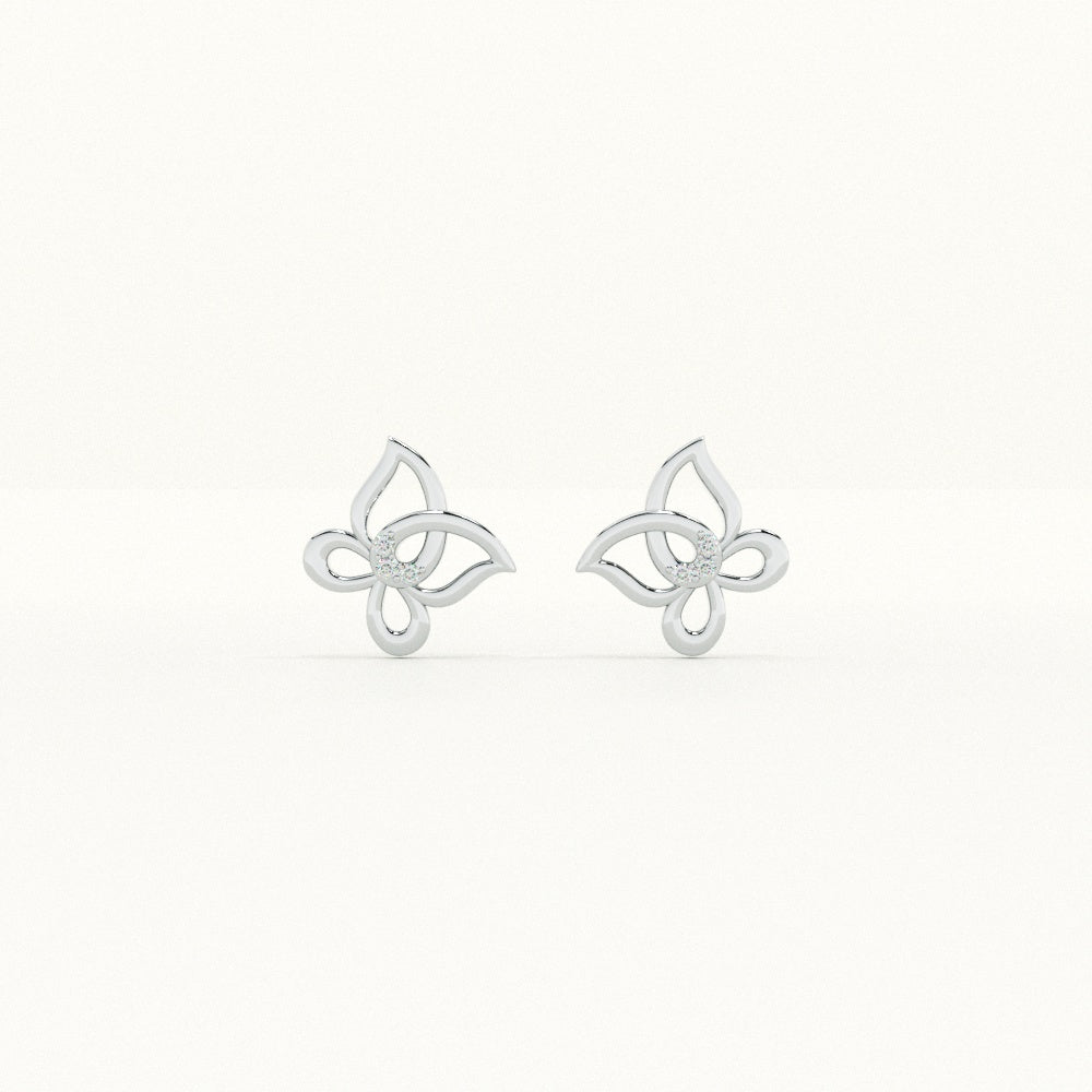 Floral Whimsy 9KT Gold Lab Grown Diamond Stud Earring