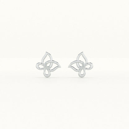 Floral Whimsy 9KT Gold Lab Grown Diamond Stud Earring
