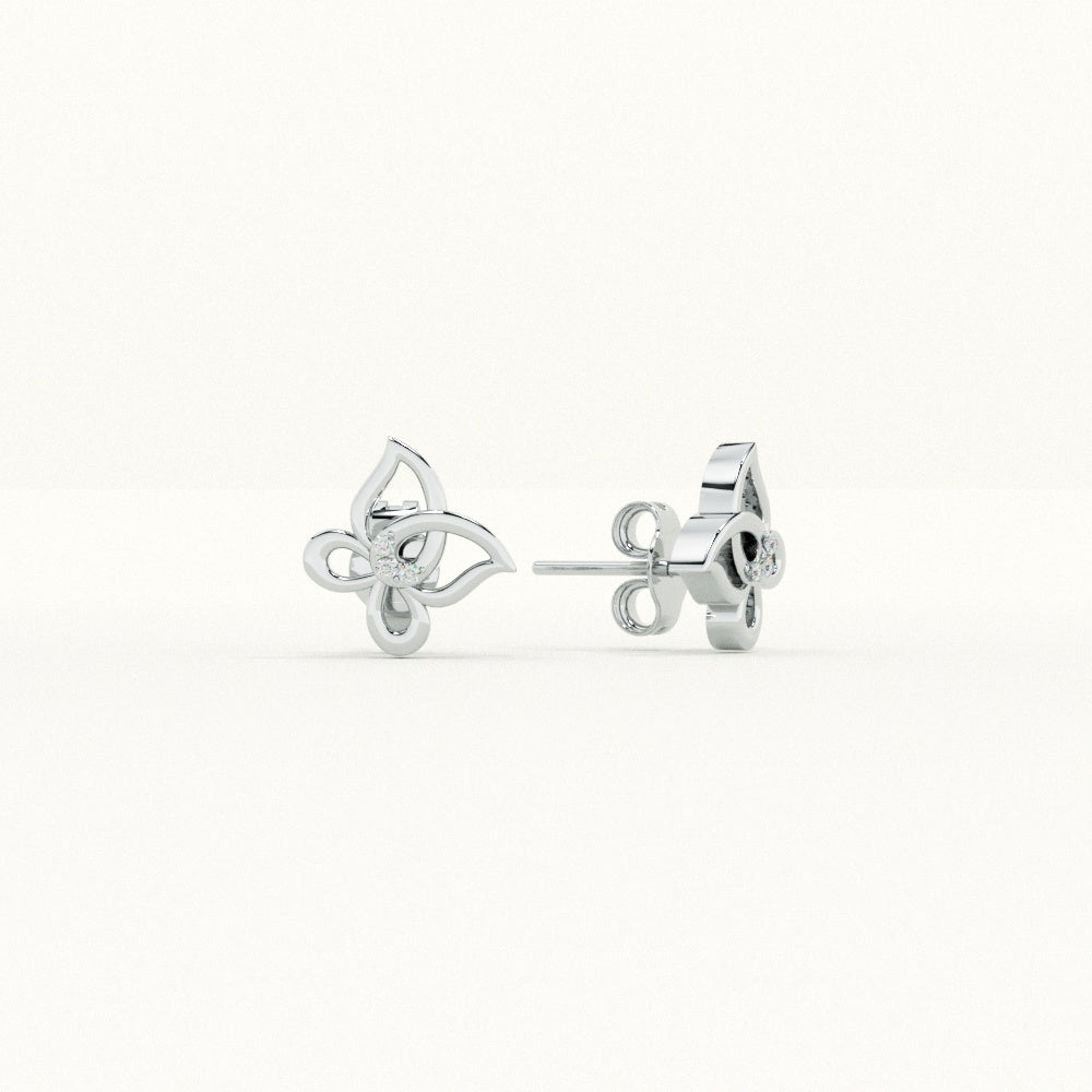 Floral Whimsy 9KT Gold Lab Grown Diamond Stud Earring