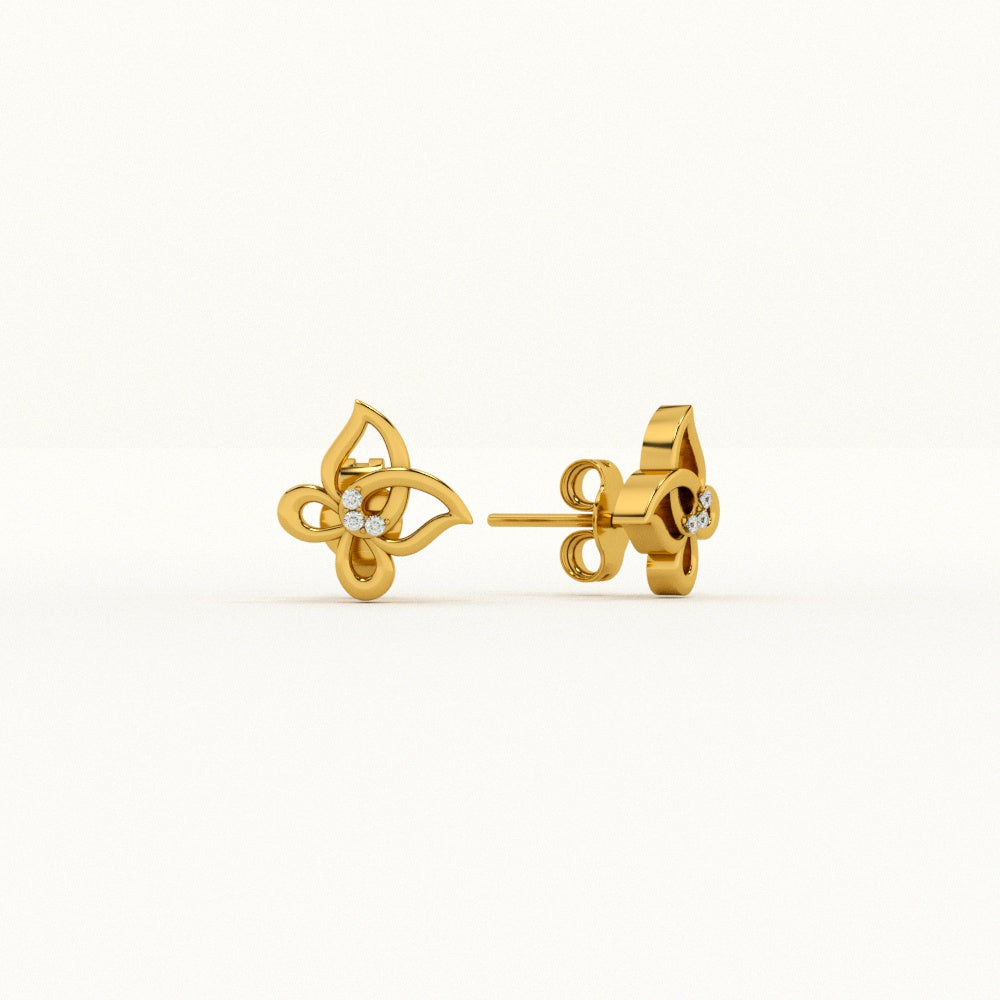 Floral Whimsy 9KT Gold Lab Grown Diamond Stud Earring