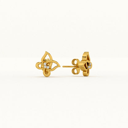 Floral Whimsy 9KT Gold Lab Grown Diamond Stud Earring