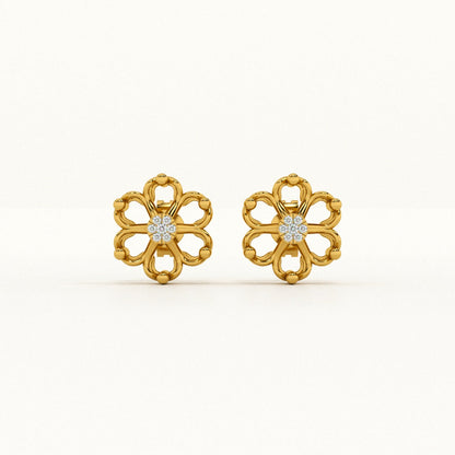 Radiant Petals 9KT Gold Lab Grown Diamond Stud Earring