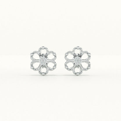 Radiant Petals 9KT Gold Lab Grown Diamond Stud Earring