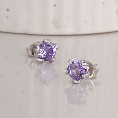 Purple 925 Sterling Silver Stud Earrings