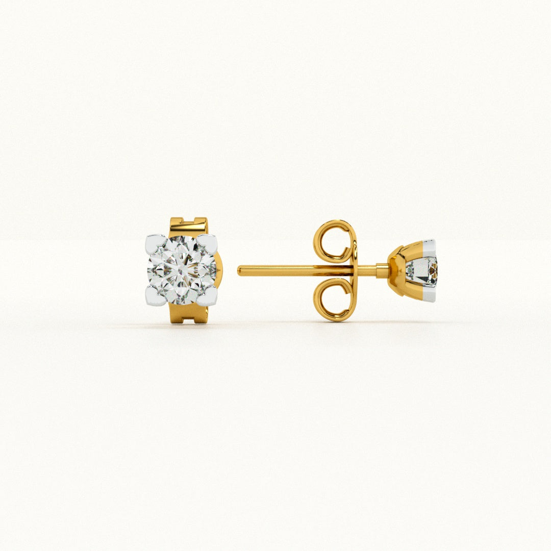 Delicate Rounds 9KT Gold Lab Grown Diamond Earrings