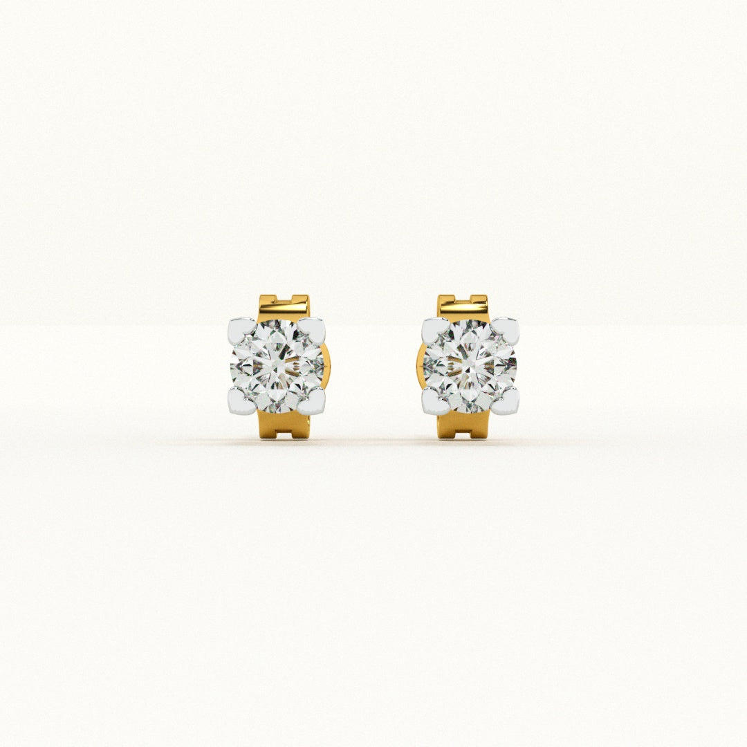 Delicate Rounds 9KT Gold Lab Grown Diamond Earrings