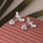 Dragonfly with Heart 925 Sterling Silver Earrings