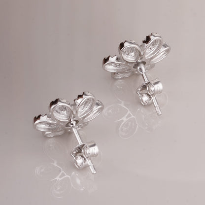 Floral CZ 925 Sterling Silver Pendant and Earring Set