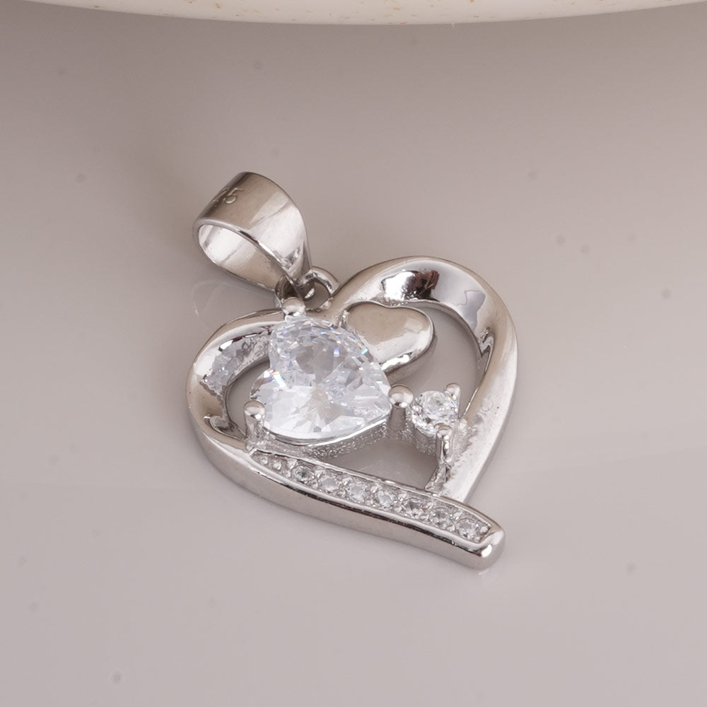 Crystal Heart 925 Sterling Silver Pendant Earring Set