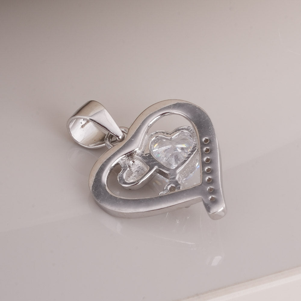 Crystal Heart 925 Sterling Silver Pendant Earring Set