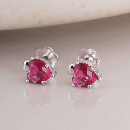 Red Heart 925 Sterling Silver Pendant Earrings Set