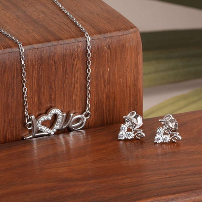 Love 925 Sterling Silver  Necklace and Earring Set