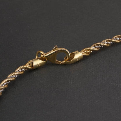 Twisted Gold 925 Sterling Silver Chain Necklace