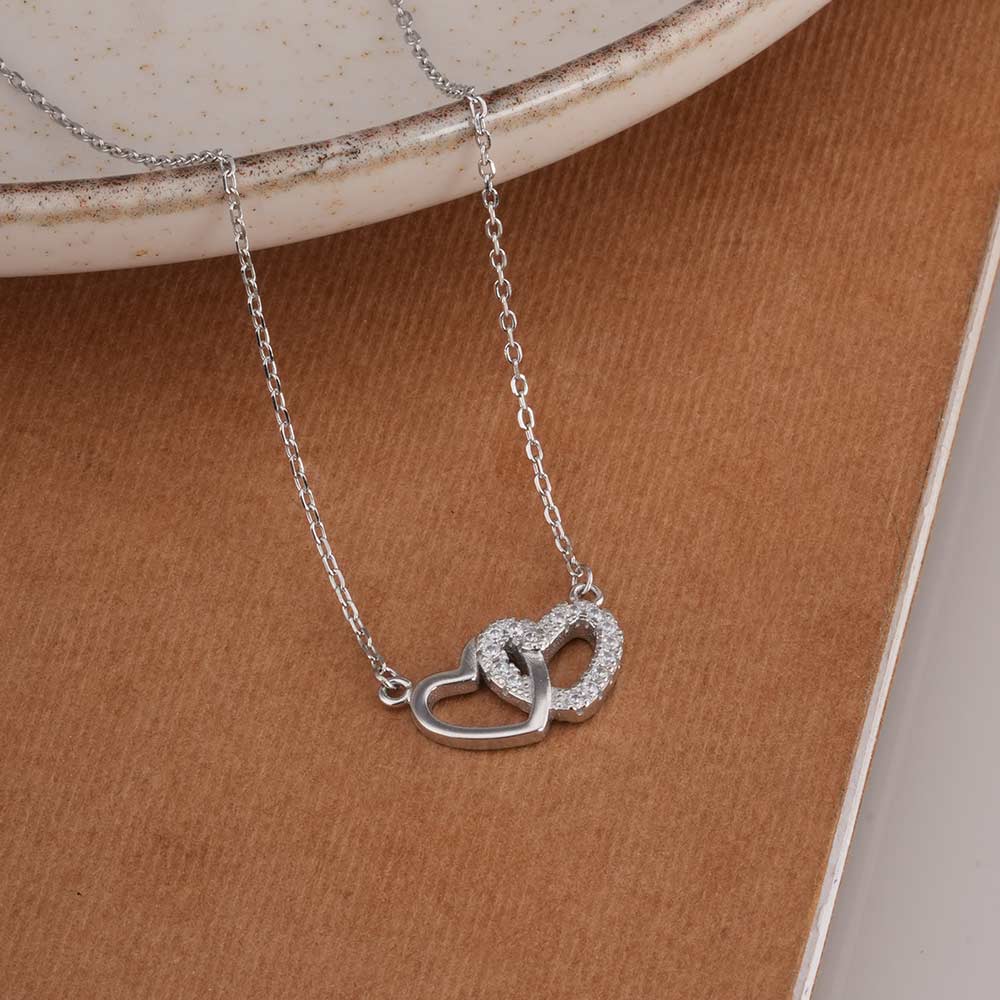 Linked Heart 925 Sterling Silver Necklace