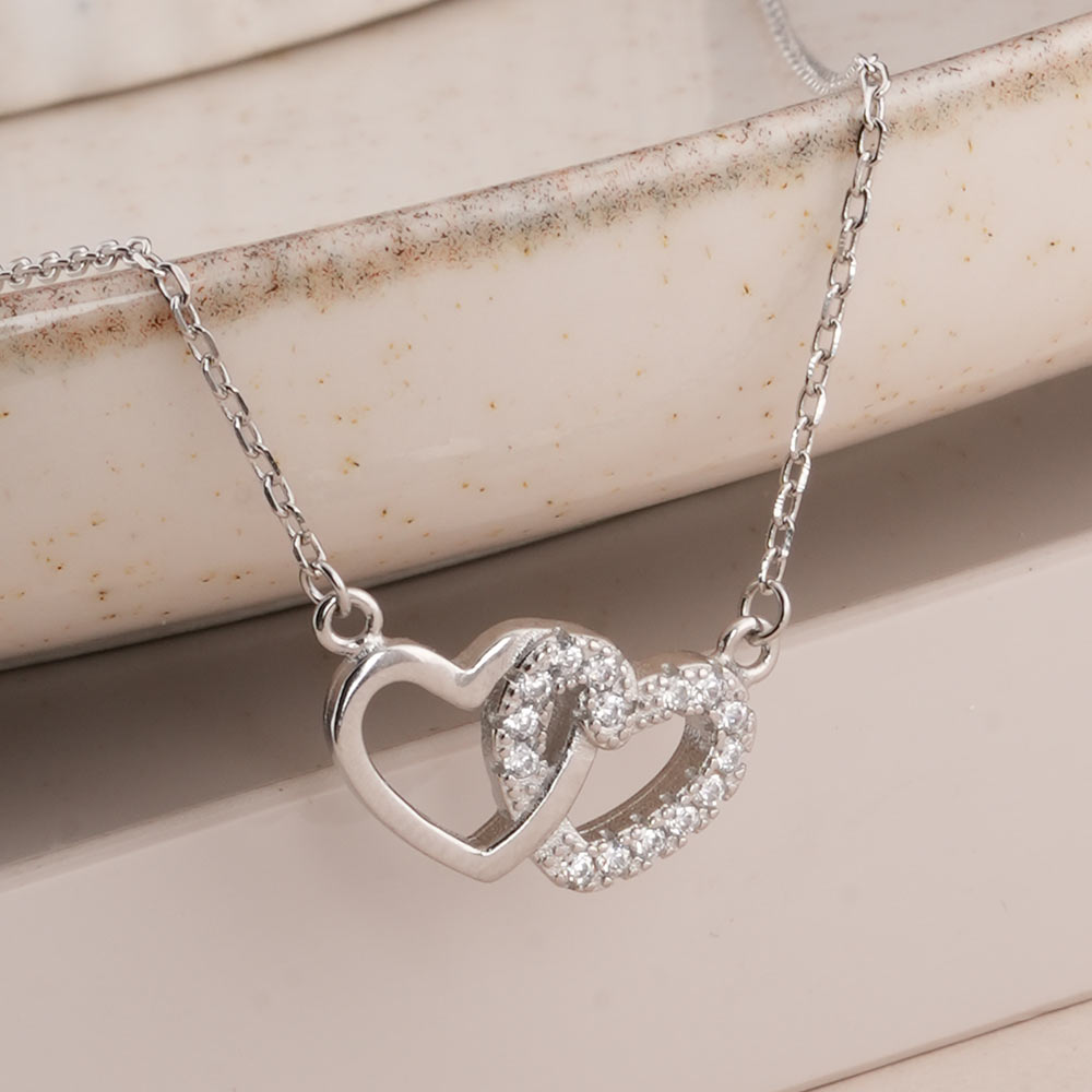 Linked Heart 925 Sterling Silver Necklace
