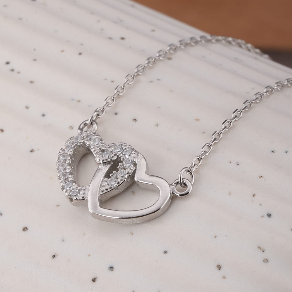 Linked Heart 925 Sterling Silver Necklace