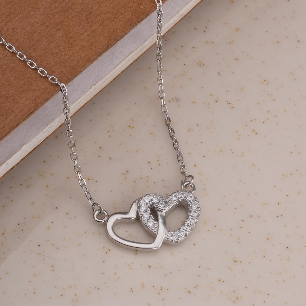 Linked Heart 925 Sterling Silver Necklace