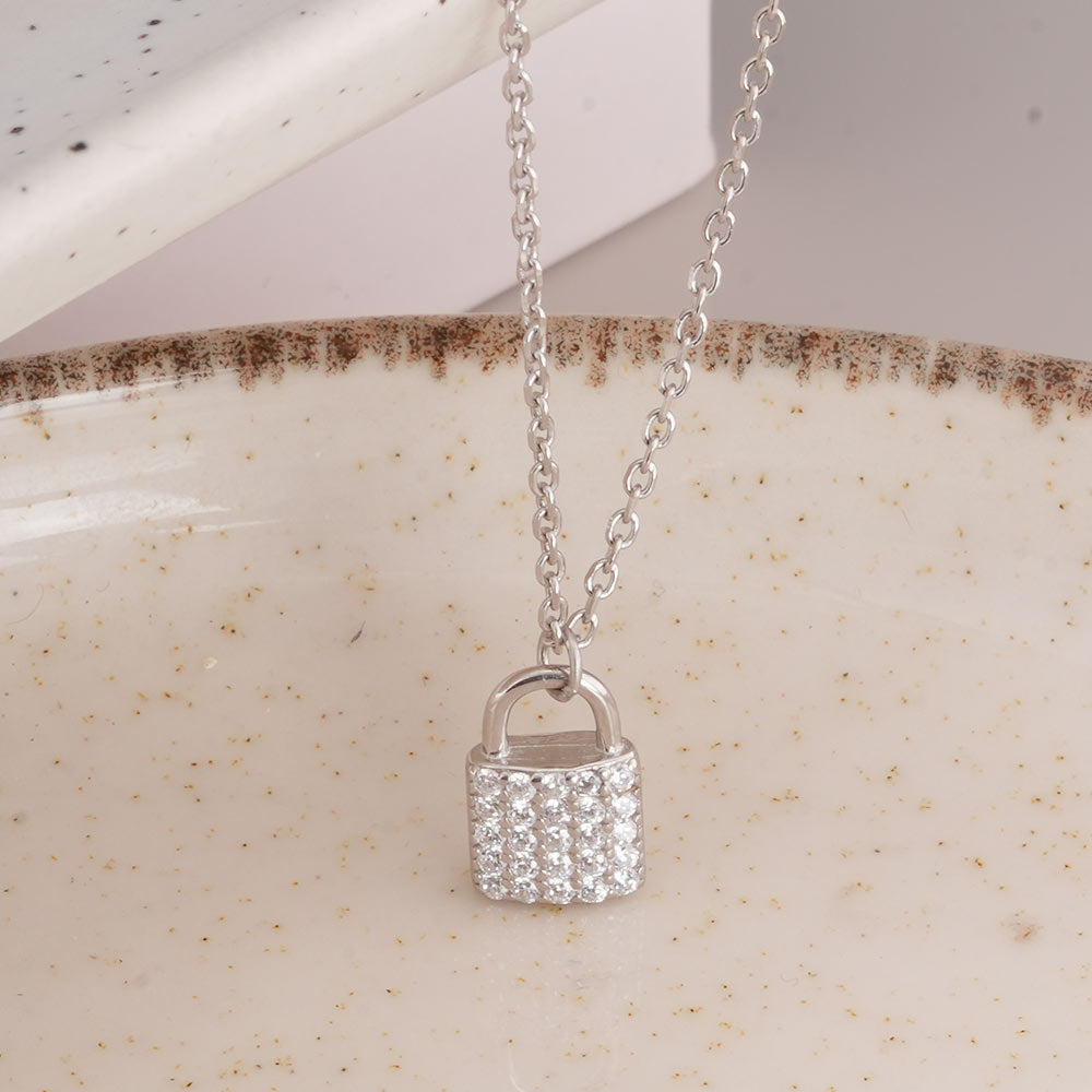 Crystal Lock 925 Sterling Silver Necklace