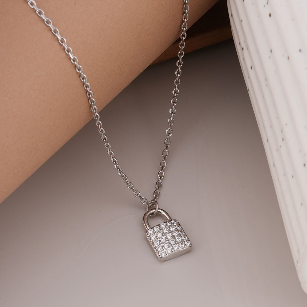 Crystal Lock 925 Sterling Silver Necklace