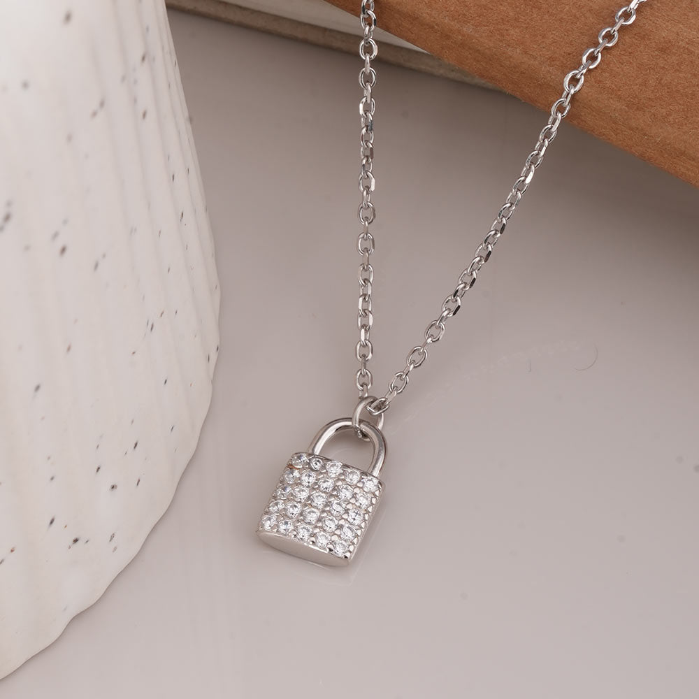 Crystal Lock 925 Sterling Silver Necklace