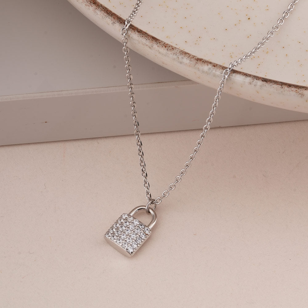 Crystal Lock 925 Sterling Silver Necklace