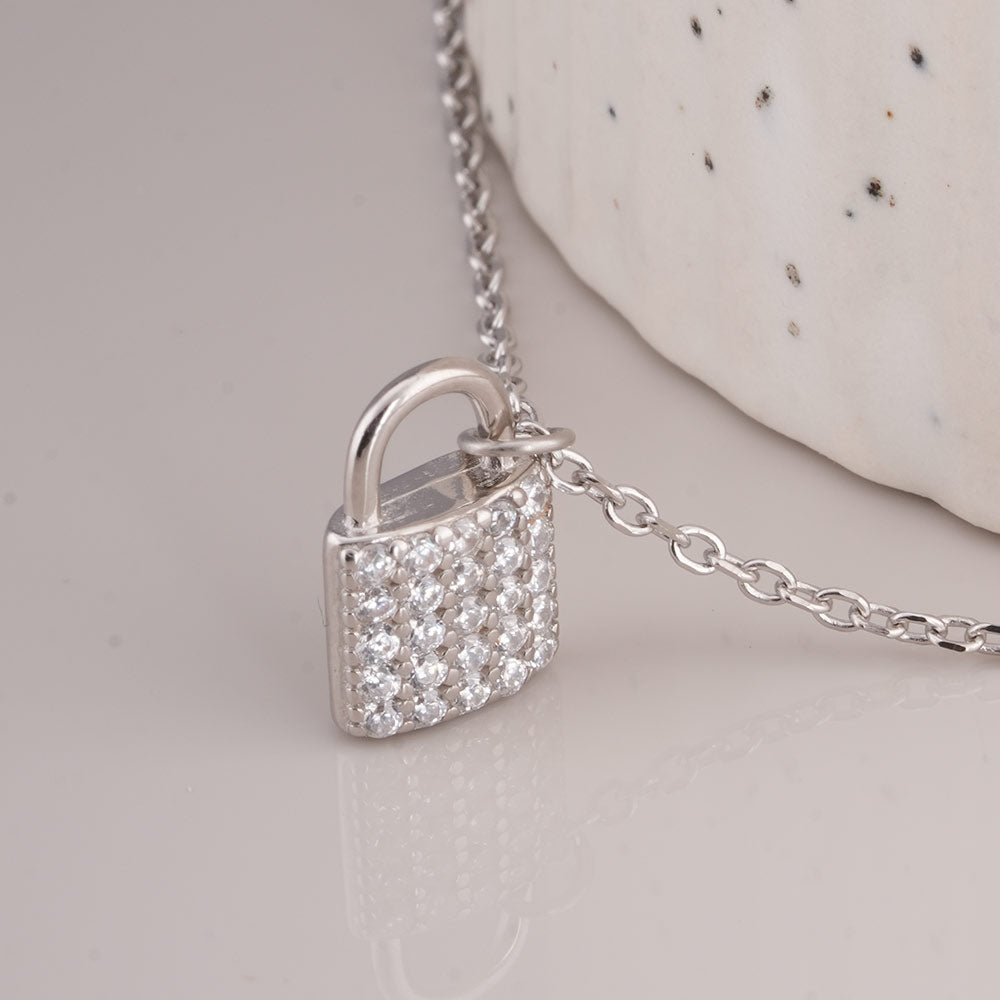 Crystal Lock 925 Sterling Silver Necklace