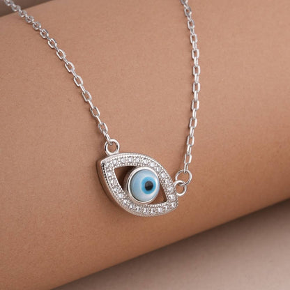 Minimalist Evil Eye 925 Sterling Silver Necklace