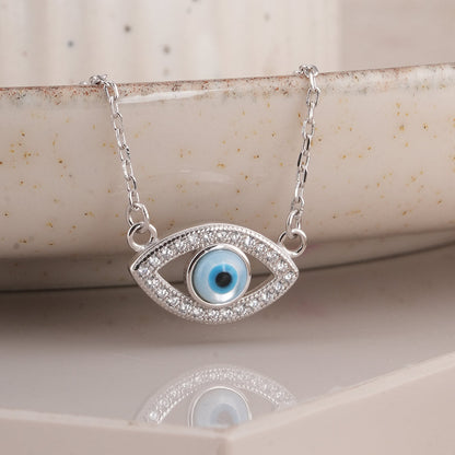 Minimalist Evil Eye 925 Sterling Silver Necklace