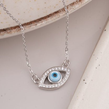Minimalist Evil Eye 925 Sterling Silver Necklace