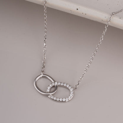 Minimalist Linked Circles 925 Sterling Silver Necklace