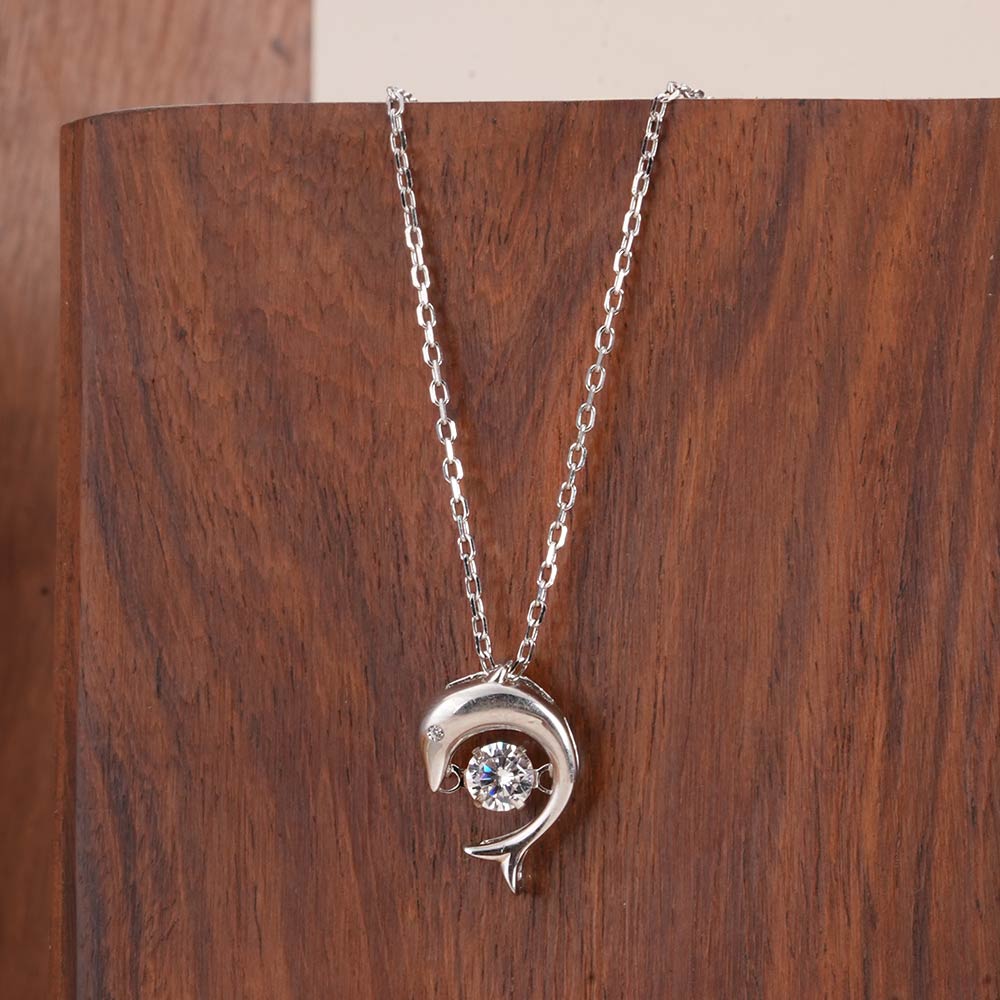 Crystal Dolphin 925 Sterling Silver Necklace