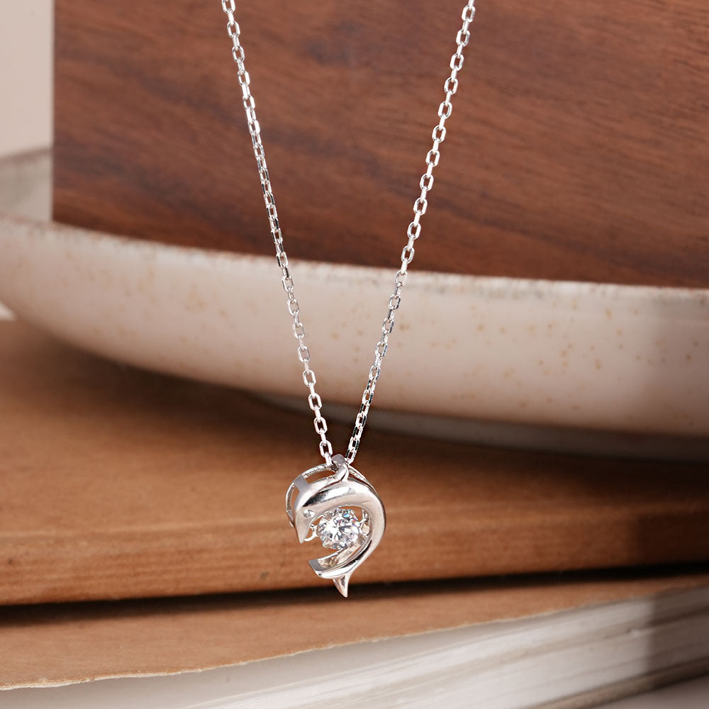 Crystal Dolphin 925 Sterling Silver Necklace